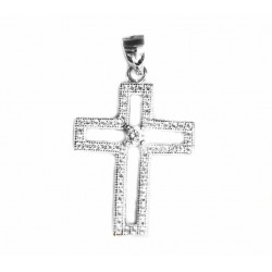 Cruz de plata rodiada con pavonado de circonitas - 052