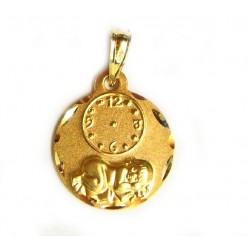 Medalla redonda  de oro de 18kl Niño Jesús con reloj  para gravar - 120038/1.55