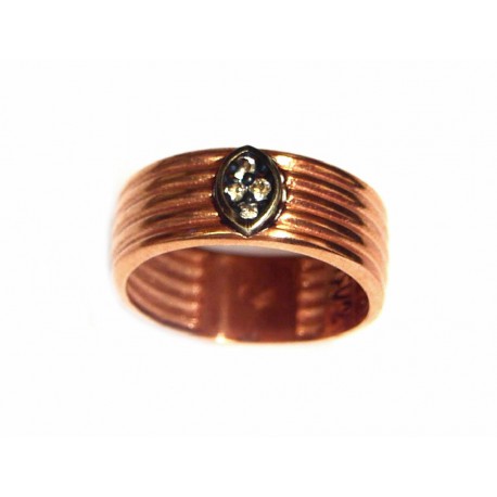 Anillo de plata color cobrizo con motivo rutenio y circonitas - 5306D Anillo de plata color cobrizo con motivo rutenio y circonitas - 5306D