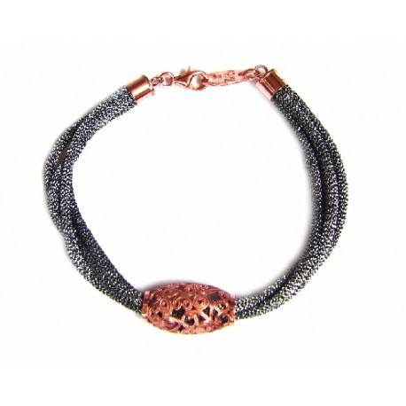 Pulsera con cordón metalizado y motivo color cobre de la colección Miña Xoia - 2-672C1