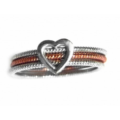 Anillo de plata bicolor con corazón de la colección Miña Xoia - 5-341R