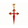 Cruz de Santiago de oro de 18 kl con esmalte rojo - 3-24TO