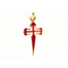 Cruz de Santiago de oro de 18 kl con esmalte rojo - 3-4TO
