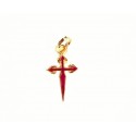 Cruz de Santiago de oro con esmalte rojo - 3-21TO