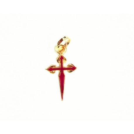 Cruz de Santiago de oro de 18 kl y esmalte rojo - 3-21TO