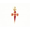 Cruz de Santiago de oro 18 kl con esmalte rojo - 3-3TO