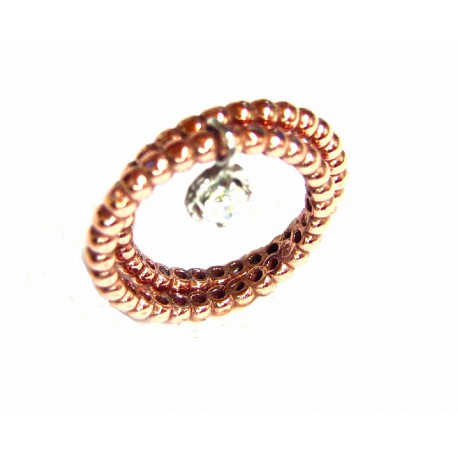 Anillo doble de plata color cobre y colgante con circonita de la colección Miña Xoia - 5-346C