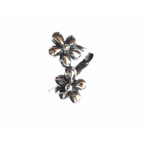 Anillo de plata con dos flores - 5X-564
