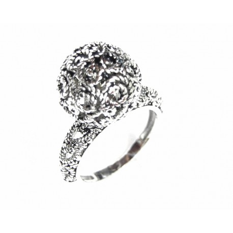 Anillo de plata  con bola de filigrana de la colección Miña Xoia - 5-289