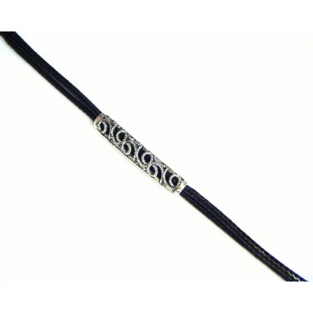 Pulsera de cuero con filigrana de plata de la colección Miña Xoia - 2-709R