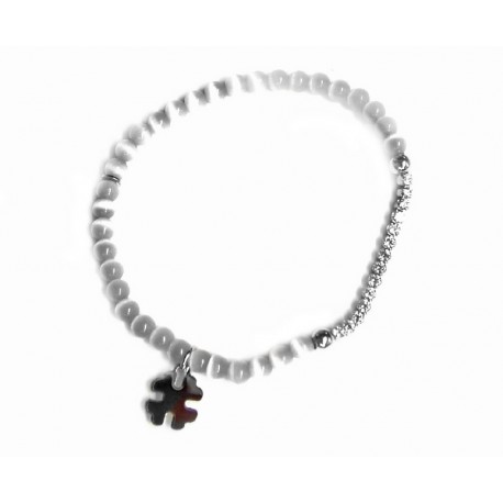 Pulsera de plata con piedras gris y circonitas blancas - 13765-W-P