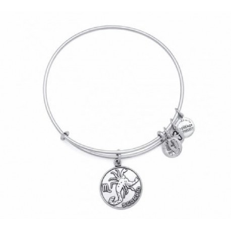 Pulsera de metal plateado con signo Escorpio de Alex and Ani - A13EB01SCRS