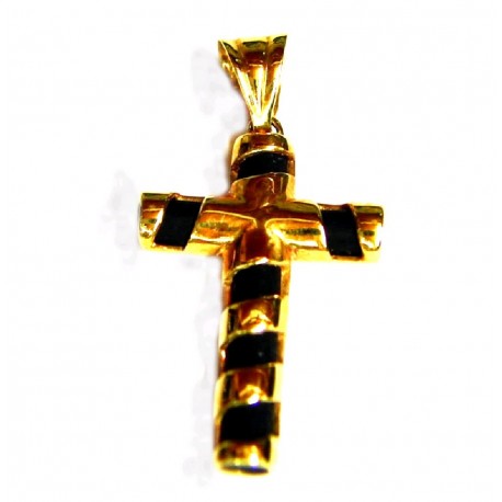 Cruz de oro de 18 kl con caucho color negro - SF/1877/3.5 Cruz de oro de 18 kl con caucho color negro - SF/1877/3.5