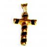 Cruz de oro de 18 kl con caucho color negro - SF/1877/3.5