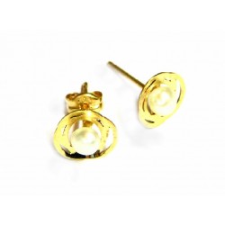 Pendientes de oro de 18 kl con perla y cierre de presión - 2.01263