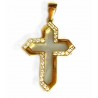 Cruz de oro de 18 kl con circonitas y nácar - VA/539