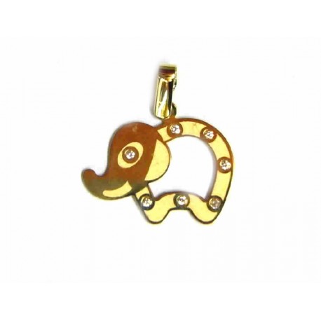 Colgante elefante de oro de 18 kl con circonitas - CAT/107