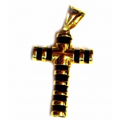 Cruz de oro de 18 kl con caucho negro - SF/1883/3.4