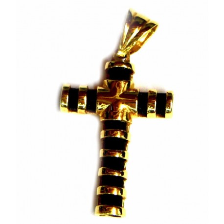 Cruz de oro de 18 kl con caucho negro - SF/1883/3.4