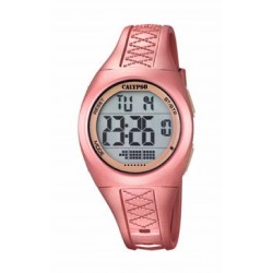 Reloj digital para señora de Calypso con caja redonda y correa de caucho color rosa - K5668/4