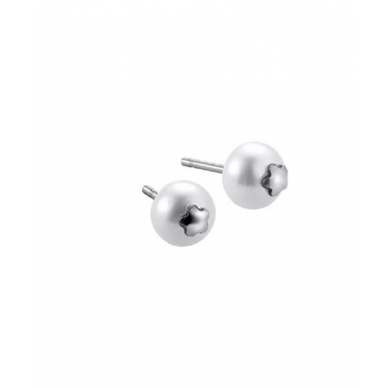 Pendientes de plata y  perla cultivada con flor  de Pedro Durán. - 00504906