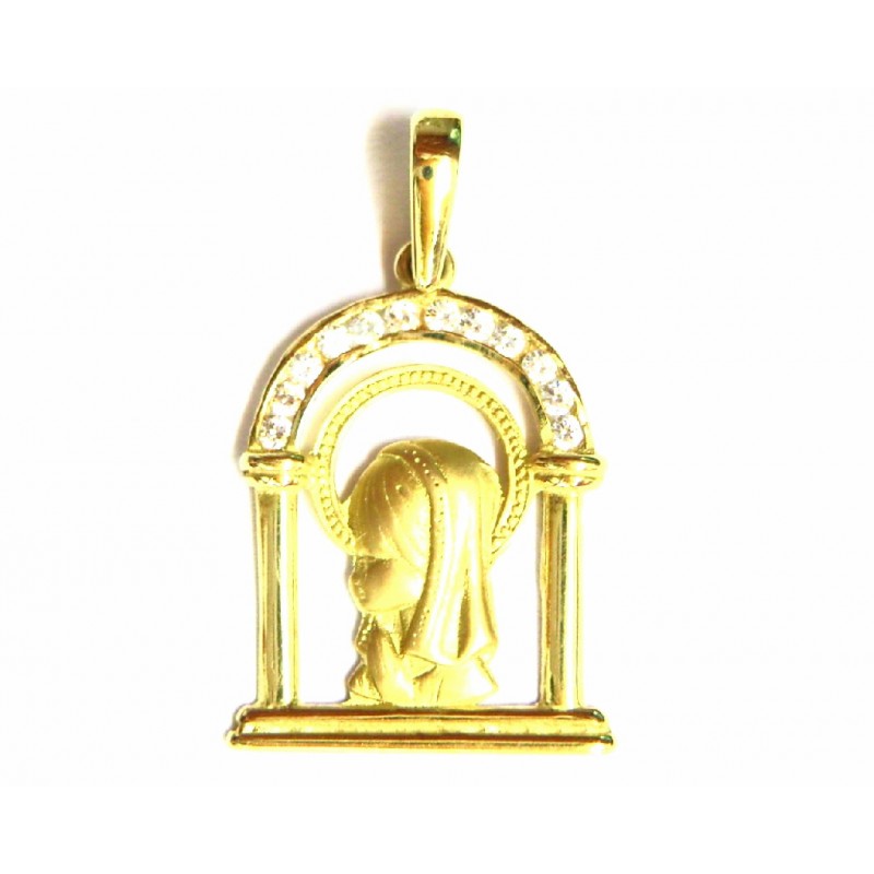 Medalla de oro  Virgen Niña con circonitas blancas - VA/500