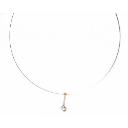 Collar de oro blanco de 18 quilates semi rígido con colgante de oro amarillo y circonita - 11020/3.1
