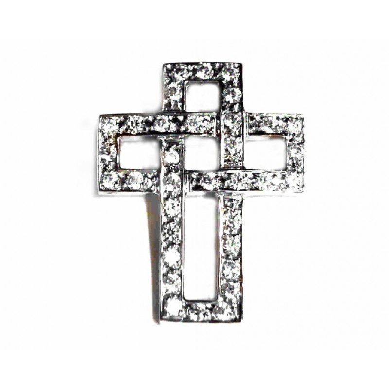 Cruz de oro blanco con circonitas - CA/821