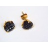 Pendientes oro con piedra  negra y cierre de presión.139585
