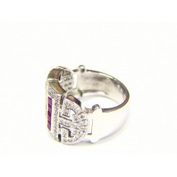 Anillo oro blanco con rubís,zafiros y circonitas.102489