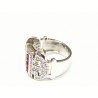 Anillo oro blanco con rubís,zafiros y circonitas.102489