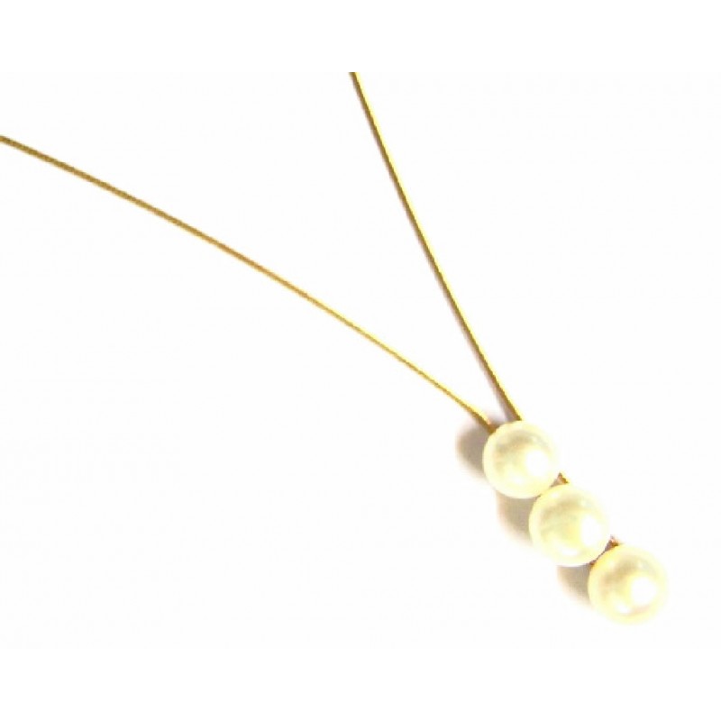 Collar de oro  con tres perlas blancas - 231Y-COH
