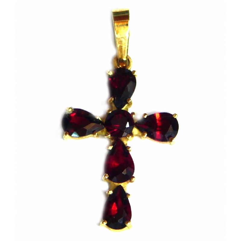 Cruz de oro con granates - 55479-0R
