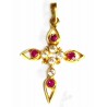 Cruz de oro de 18 kl con circonitas y rubíes - 13