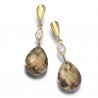 Pendientes oro  con circonita y  cuarzo fumé  - 2.01227