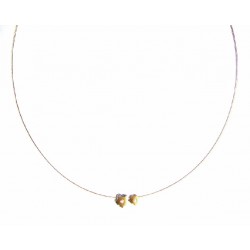 Collar de oro de 18 kl bicolor semirrígido con colgantes con circonitas  - FR149