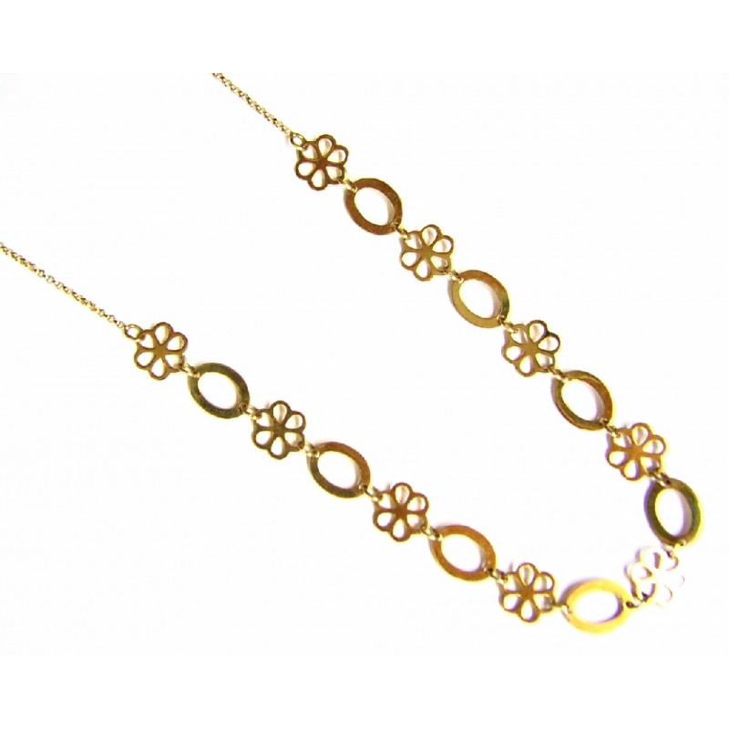 Collar de oro de 18 kl con flores alternas - 400531/4.86