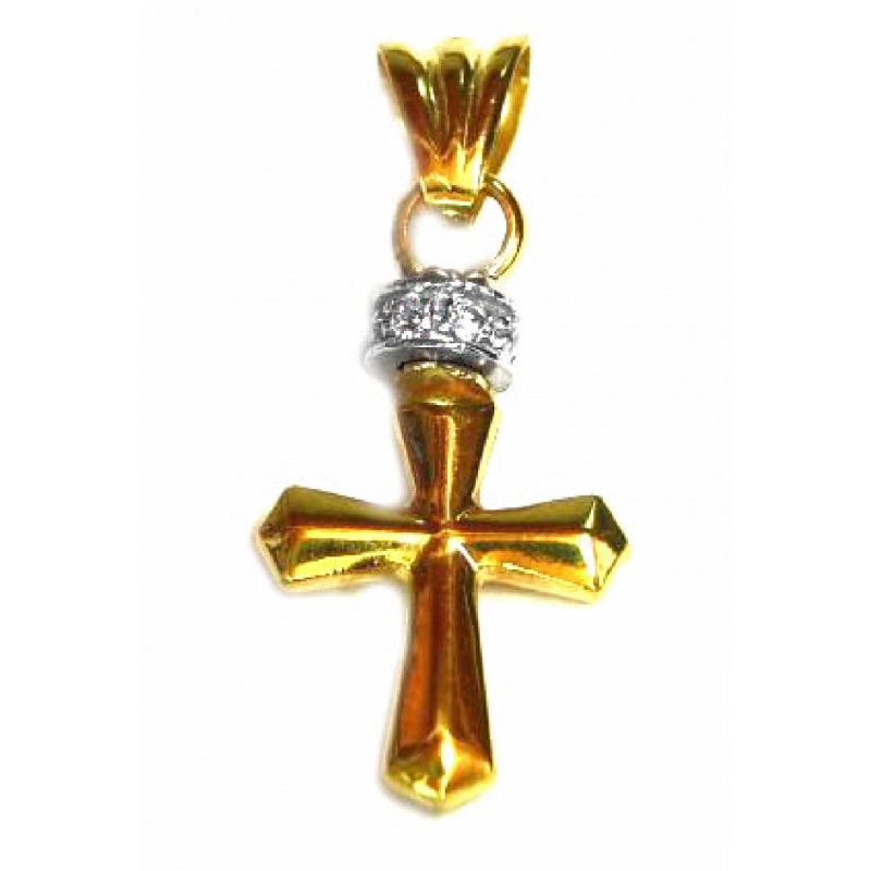 Cruz de oro bicolor de 18 kl con circonitas - -0011-OR