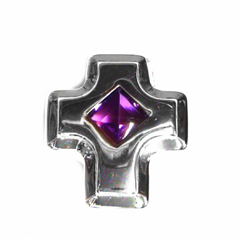Cruz de oro blanco de 18 kl con amatista  - -1262-18K