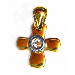 Cruz de oro de 18 kl bicolor con circonita - 9