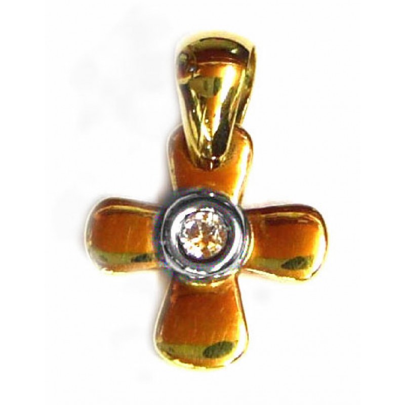 Cruz de oro de 18 kl bicolor con circonita - 9