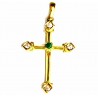 Cruz de oro de 18 kl con circonias y esmeralda - -55204-X