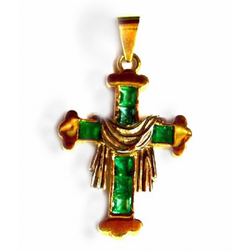 Cruz de oro de 18 kl con esmeraldas - -153823-C