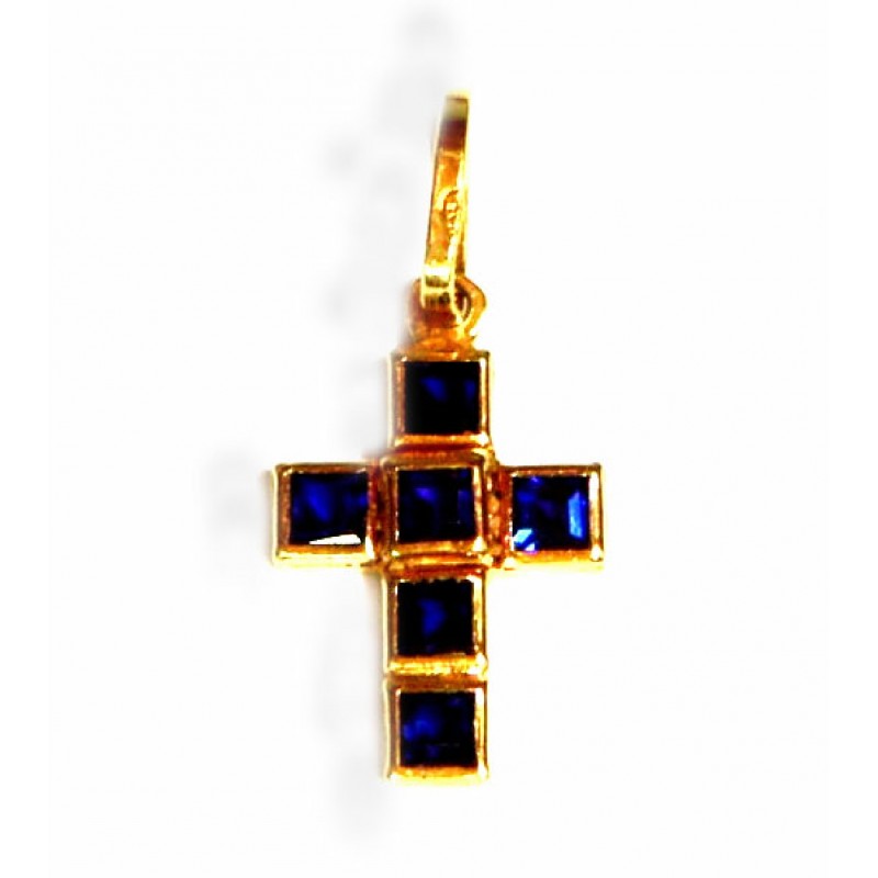 Cruz de oro de 18 kl con zafiros - 2802