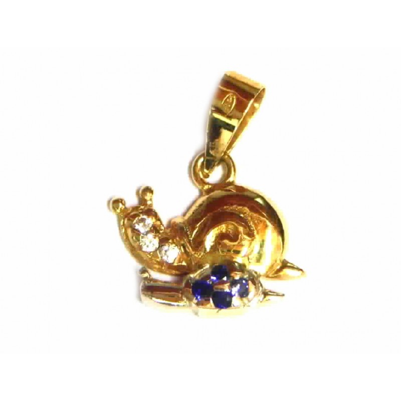 Colgante caracol de oro bicolor con circonitas - 39D