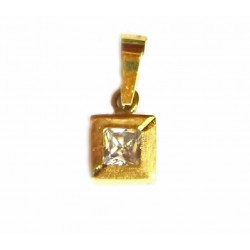 Colgante cuadrado de oro de 18 kl mate y brillo con circonita - 12833