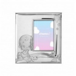 Marco infantil para niña en plaqué de plata con trasera de madera en color rosa - 4ML-DH0017R-XXL