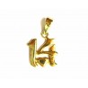 Colgante de oro 18K número 14 y corazón - 2218