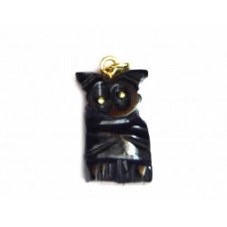 Colgante gato de azabache con oro de 18 kl - 0072