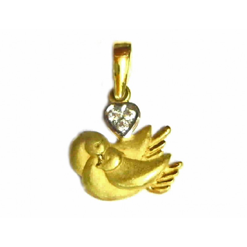 Colgante palomas de oro bicolor de 18 kl con circonitas - 15806